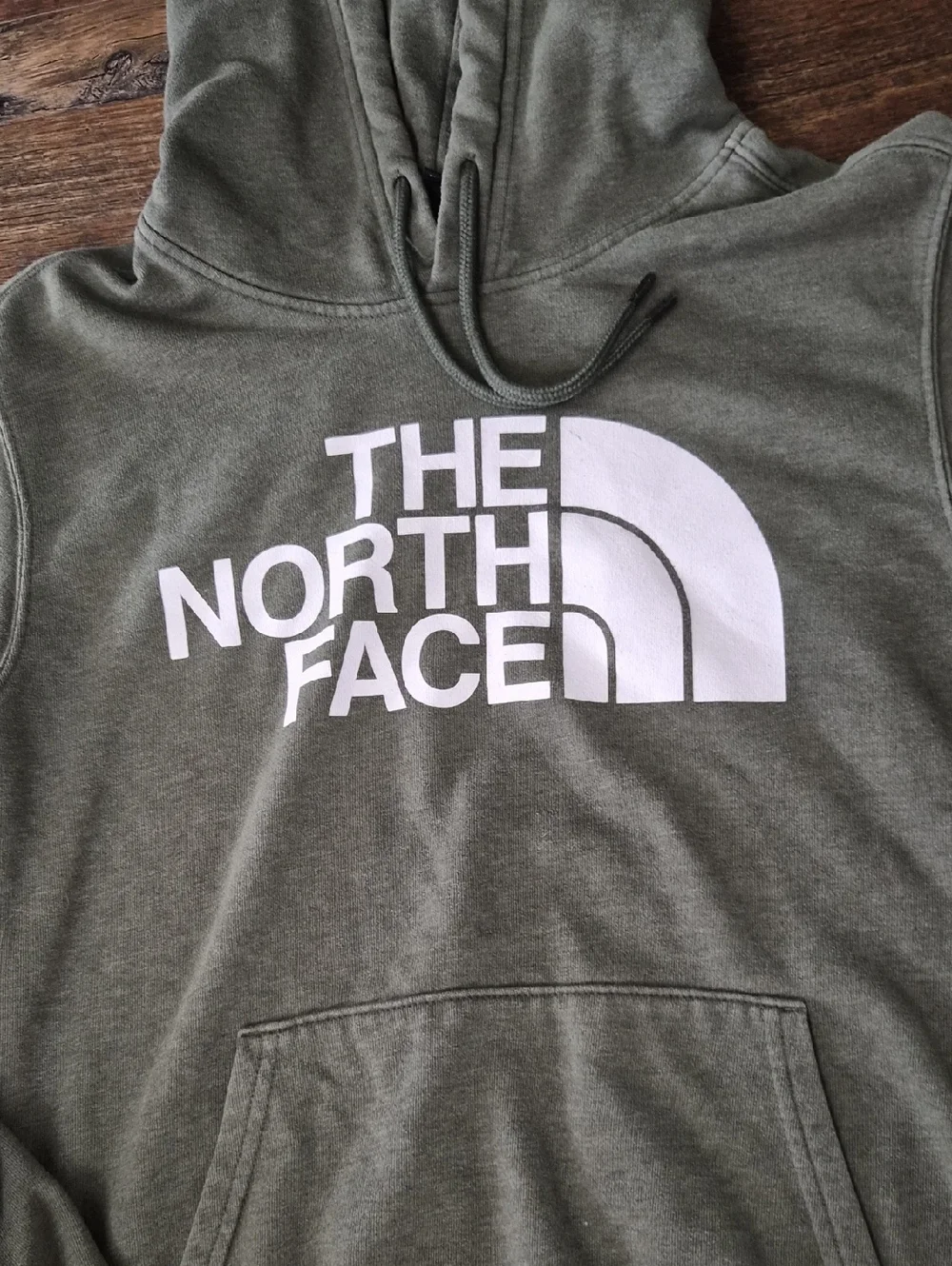 The North Face Olive Green Hoodie with White Logo Medium
